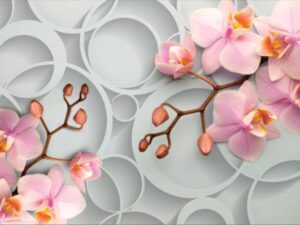Фотошпалери Рожева орхідея та 3D кільця