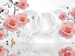 Фотошпалери Троянди 3D, кільця та вода