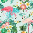 Фотошпалери Тропічні квіти та фламінго