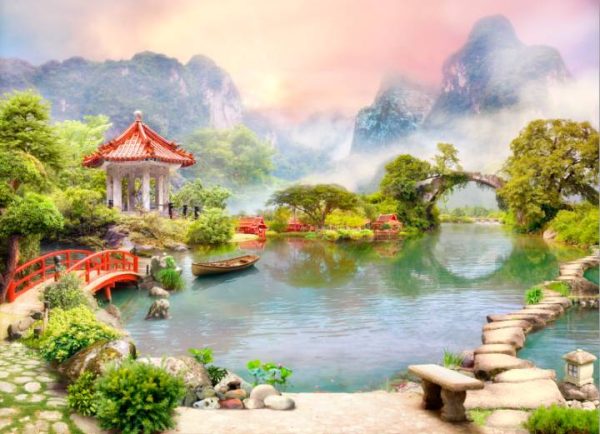 Фотошпалери Сад з альтанкою