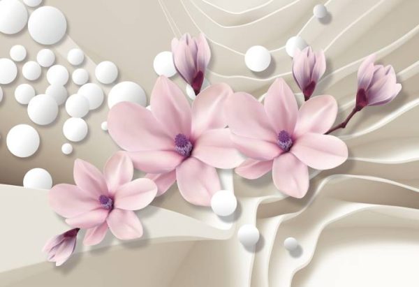 Фотошпалери 3D рожеві магнолії