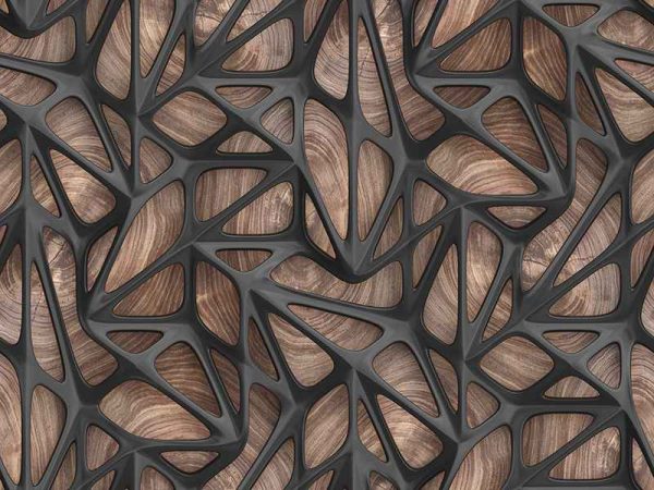 Фотошпалери 3D - Решітка на дерев'яній панелі