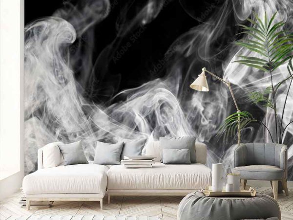 Фотошпалери Біла димка на чорному фоні