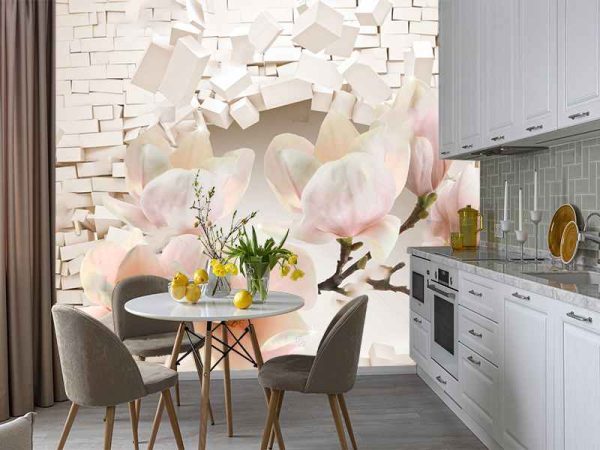 Фотошпалери 3D Орхідея та цегляна стіна