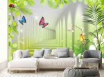 3D Фотошпалери Тунель з квітами та метеликами