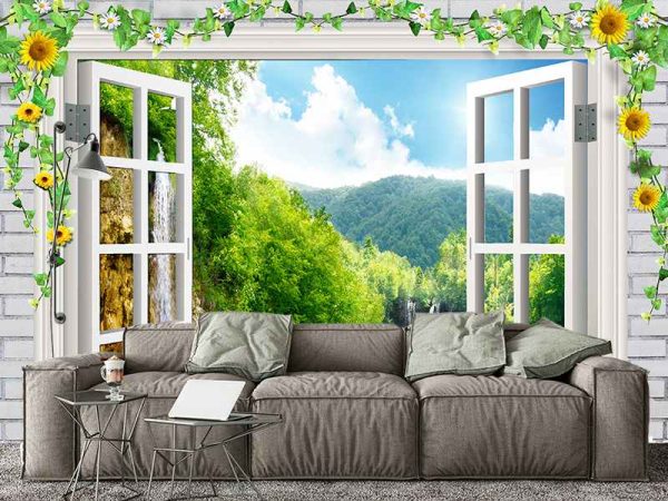 Фотошпалери Вікно з видом но озеро