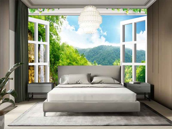 Фотошпалери Вікно з видом но озеро