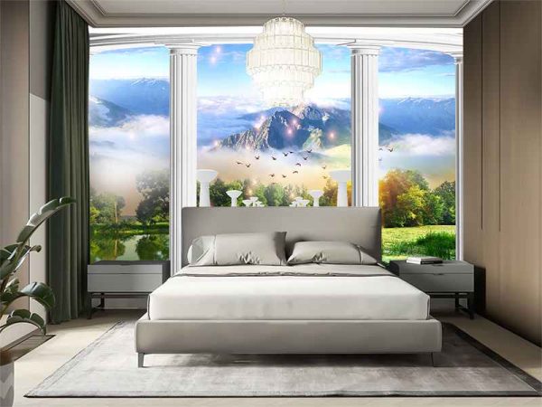 3D Фотошпалери Колони з видом на гори