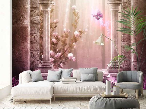 3D Фотошпалери Рожеві колони