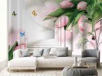 3D Фотошпалери Тунель з тюльпанами