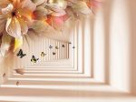 3D Фотошпалери Тунель, квіти, метелики