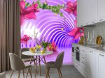 3D Фотошпалери Фіолетовий тунель з квітами