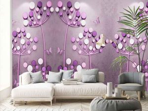 Фотошпалери Пурпурні абстрактні Кульбаби