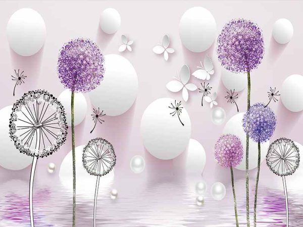 Фотошпалери Кульбаби та 3D шари