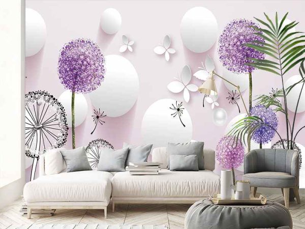 Фотошпалери Кульбаби та 3D шари