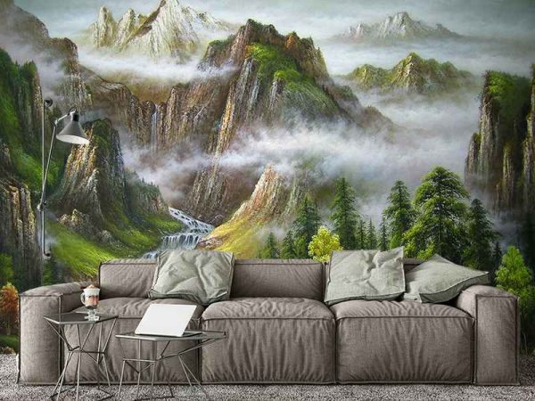 Фотошпалери Намальований Гірський Пейзаж