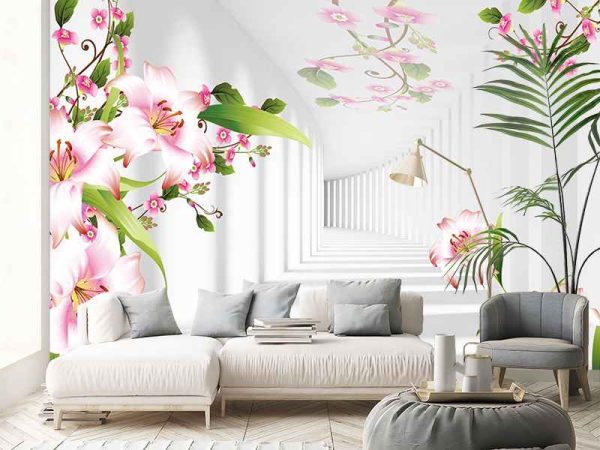 3D Фотошпалери Лілеї в тунелі