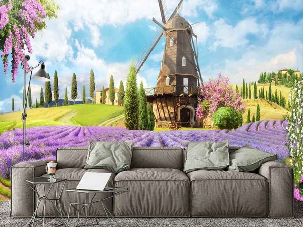 Фотошпалери Млин біля лавандового поля