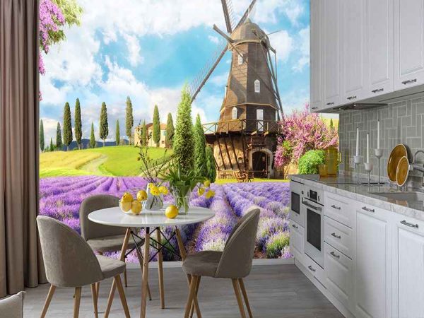 Фотошпалери Млин біля лавандового поля