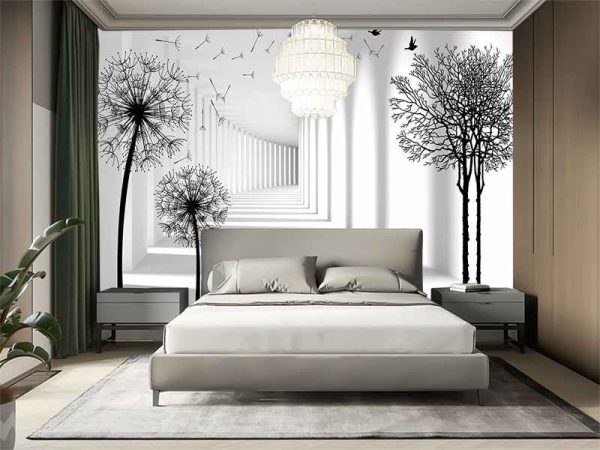 3D Фотошпалери В білому тунелі