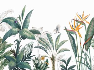 东南亚热带植物壁纸北欧客厅背景墙纸芭蕉叶现代民宿卧室壁画