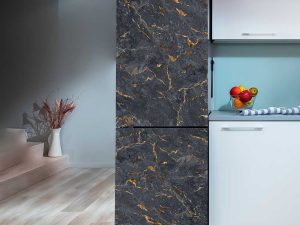 Наліпка на холодильник Чорний мармур