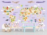 Фотошпалери Дитяча мапа світу зі маленькими зверями