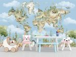 Фотошпалери Дитяча мапа світу Лісова