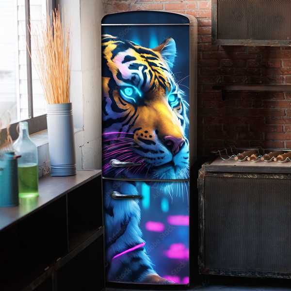 Наліпка на холодильник Тигр з голубими очами