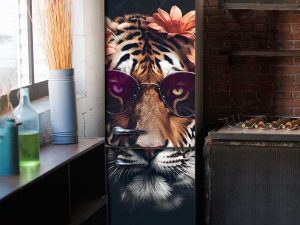 Наліпка на холодильник Тигр в окулярах