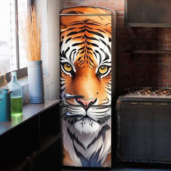 Наліпка на холодильник Намальований Тигр
