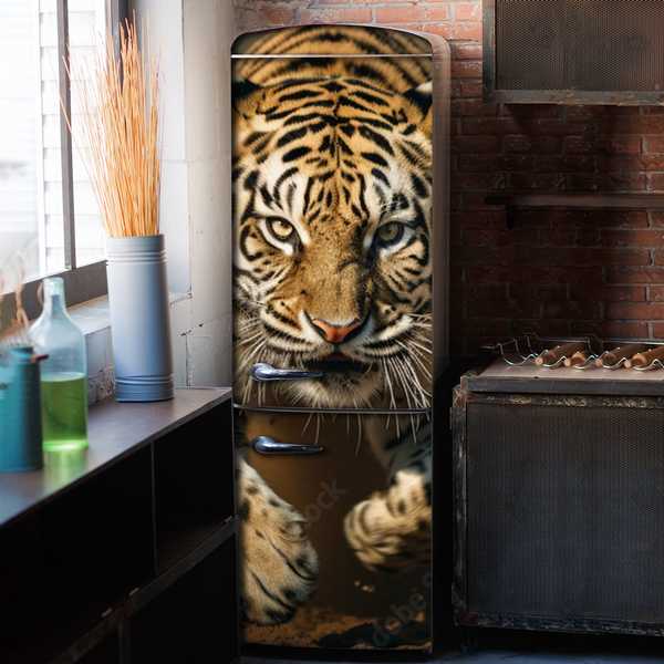 Наліпка на холодильник Тигр Полює