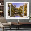 Наліпка інтер'єрна Вікно. Вид на озеро посеред лісу