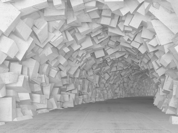 Фотошпалери 3D Сірий Тунель квадрати