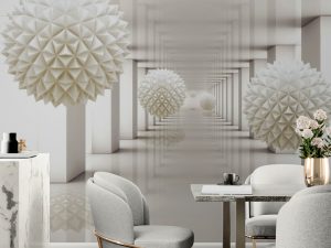 Фотошпалери 3D Бежевий тунель із шипованими кулями