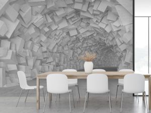 Фотошпалери 3D Сірий Тунель квадрати