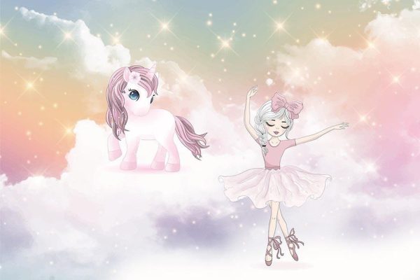 Фотошпалери в дитячу Балерина з Єдинорогом