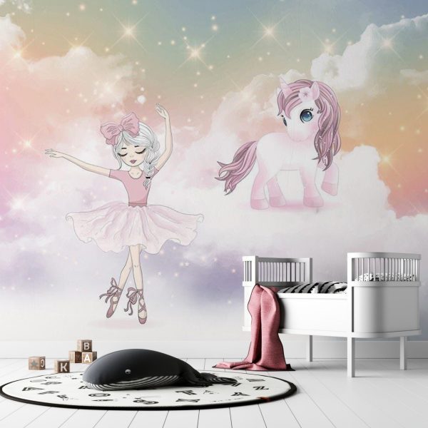 Фотошпалери в дитячу Балерина з Єдинорогом