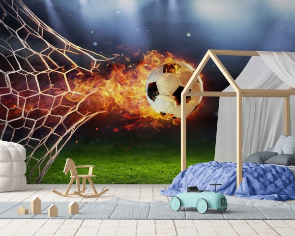 Фотошпалери Вогняний 3D М'яч на Полі