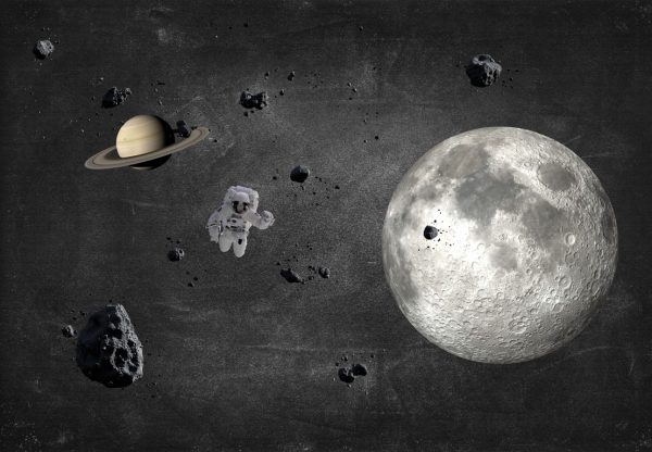 Фотошпалери Космонавт в Космосі Чорно-Білі