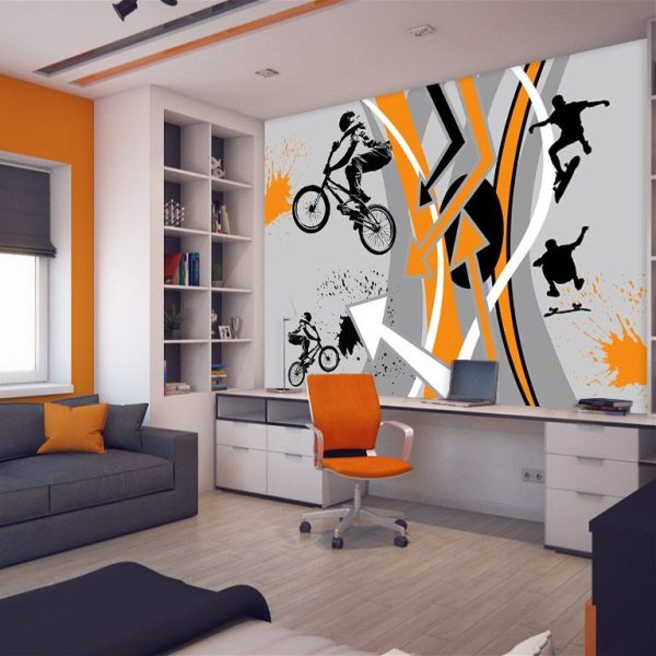 Фотошпалери Графіті Велосипедисти та скейтбордисти