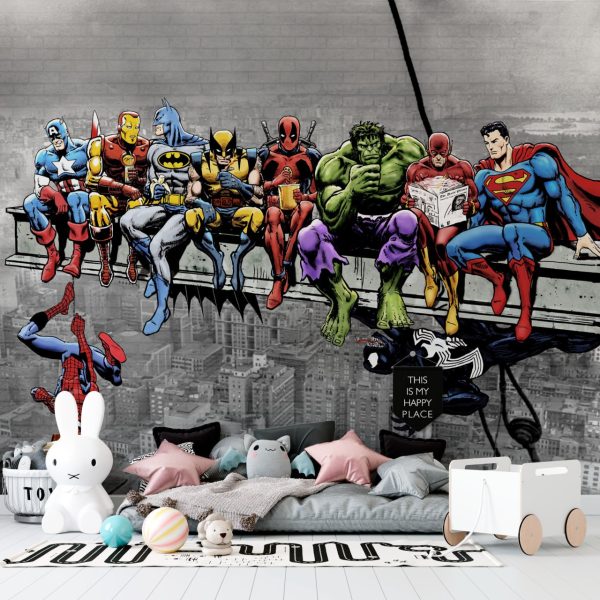 Фотошпалери Обід супергероїв на хмарочосі