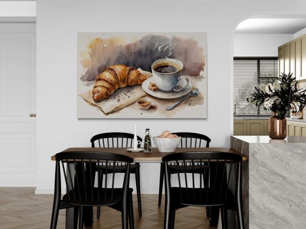 Картина на полотні  Кава з Круасаном