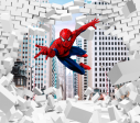 Фотошпалери 3D Людина-павук крізь цегляну стіну