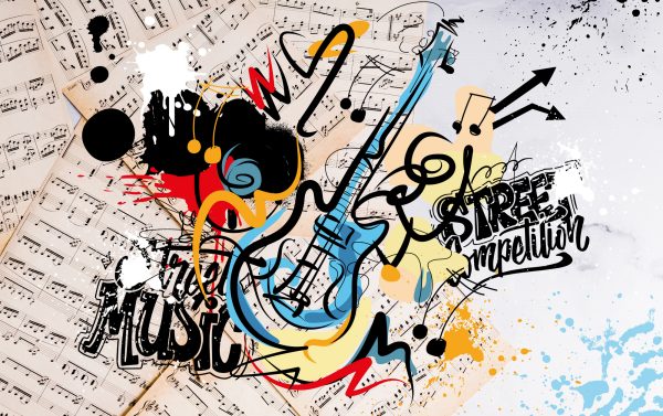 Фотошпалери Музичне Графіті та Гітара