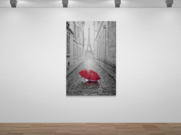 Картина на полотні  Червона Парасолька на Фоні Ейфелевої Вежі