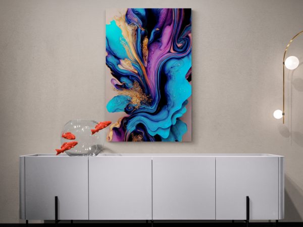 Картина на полотні  Блакитний Флюїд з Фіолетовим