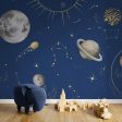 Фотошпалери в дитячу Планети серед Зірок Сині