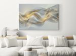 Картина на полотні  Світло Сірі Астрактні Хвилі з Золотим