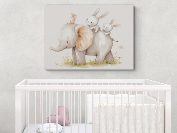 Картина на полотні Слоник з Зайчиками